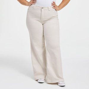 GOOD AMERICAN good waist palazzo jeans bone white 4